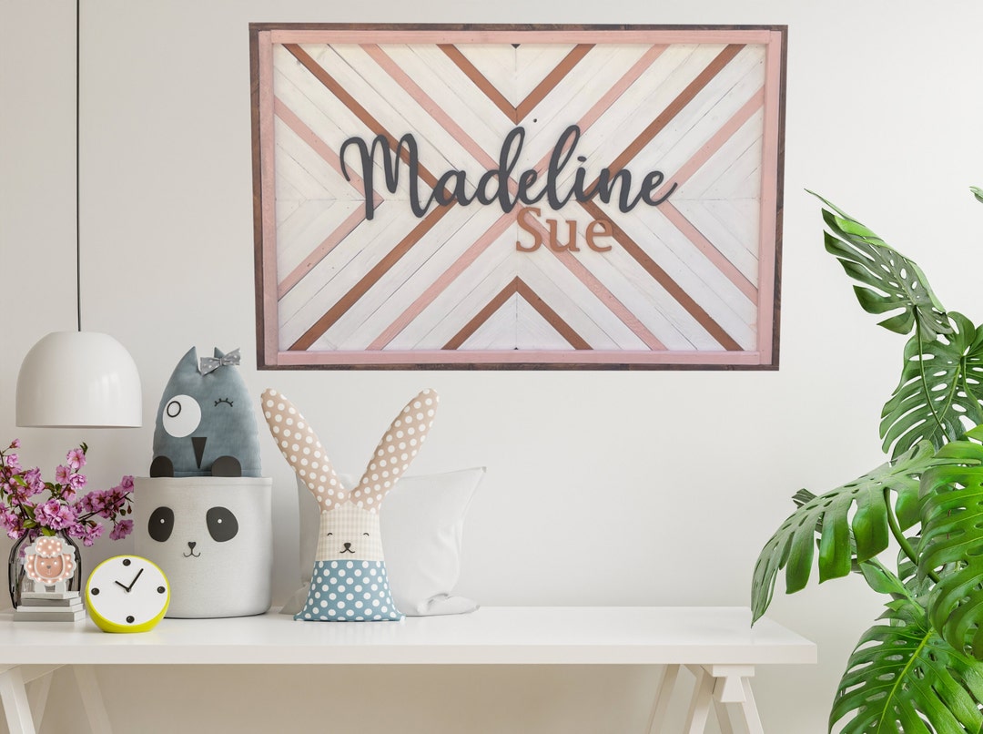 Custom Nursery Name Wall Art Geometric Nursery Sign Modern Etsy