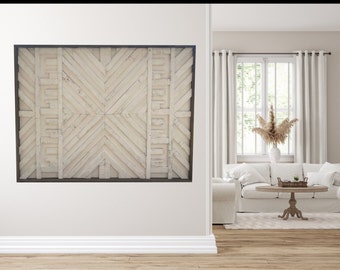 4' x 3' arte geométrico de madera de pared / decoración de pared de madera, arte geométrico de la pared, arte de la pared, arte moderno de la pared de madera de la granja, arte rústico de la pared