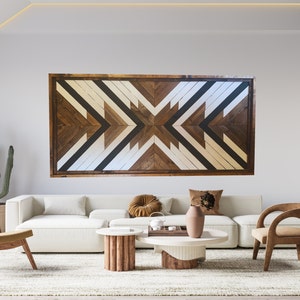 4&#39; x 2&#39; Geometric Wall Wood Art | Wood Wall Decor, Geometric Wall Art, Wall Art, Modern Farmhouse Wood Wall Art, Rustic Wall Art