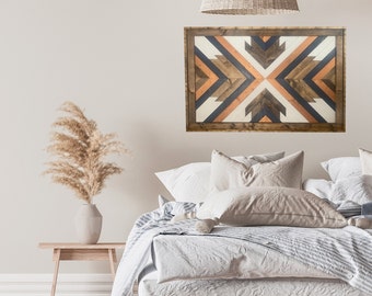 Arte geométrico de madera de pared de 3' x 2' / decoración de pared de madera, arte geométrico de la pared, arte de la pared, arte moderno de la pared de madera de la granja, arte rústico de la pared