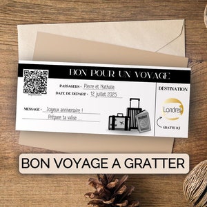 Voucher “viaggio a sorpresa” gratta e vinci personalizzato - Bianco e nero