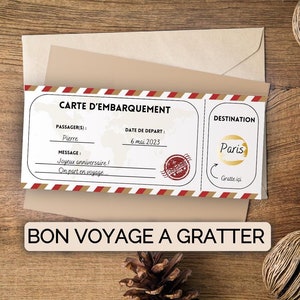 Bon "voyage surprise" à gratter personnalisé