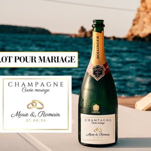 Gepersonaliseerde champagne-etikettensets - Gouden trouwringdecoratie