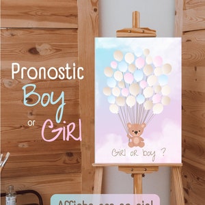 Gender Reveal Poster - Prognosis - Pooh holds balloons