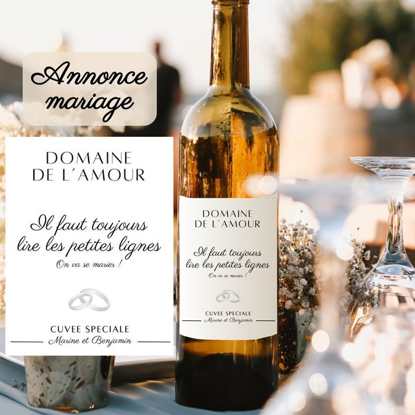 Etiquette de vin personnalisée - Annonce mariage