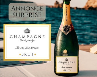 Etiquette de champagne personnalisée - Annonce surprise / grossesse / mariage