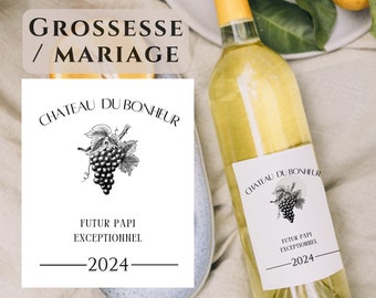 Etiquette de vin personnalisée - Annonce grossesse/mariage
