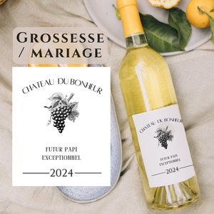 Etiquette de vin personnalisée - Annonce grossesse/mariage
