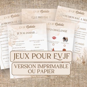 Jeux EVJF à imprimer - Pack de 8 jeux - Jeux soirée