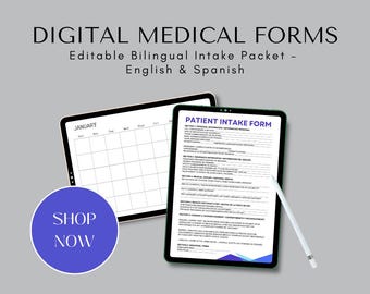 Bilingual New Patient Intake Packet (EN/ES) | PDF | Editable Canva | Purple