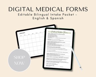 Bilingual New Patient Intake Packet (EN/ES) | PDF | Editable Canva Template