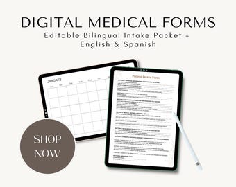 Bilingual New Patient Intake Packet (EN/ES) | PDF | Editable Canva | Brown