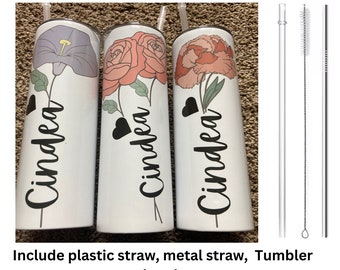 personalized Tumbler Cup, Stainless steel Tumbler Cup, Tumbler cup, skinny Tumbler cup, Tumbler Cup with Straw, gift for her.