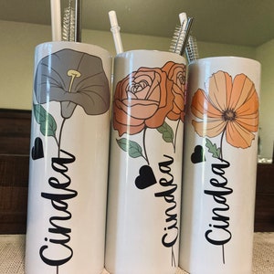 personalized Tumbler Cup, Stainless steel Tumbler Cup, Tumbler cup, skinny Tumbler cup, Tumbler Cup with Straw, gift for her. image 1