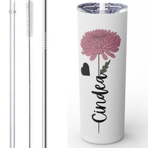 personalized Tumbler Cup, Stainless steel Tumbler Cup, Tumbler cup, skinny Tumbler cup, Tumbler Cup with Straw, gift for her. image 3