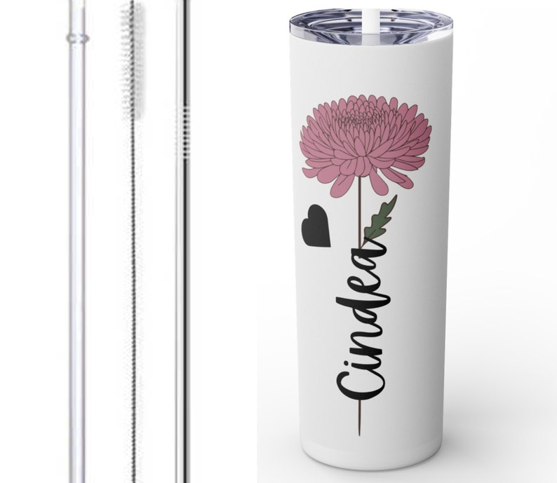 personalized Tumbler Cup, Stainless steel Tumbler Cup, Tumbler cup, skinny Tumbler cup, Tumbler Cup with Straw, gift for her. image 3