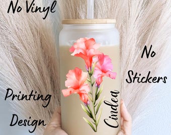 Personalized Iced Coffee Cup, Custom Name Cup, Tumbler Glass with Straw, Bachelorette Gifts, Aesthetic cups , Bridesmaids gift