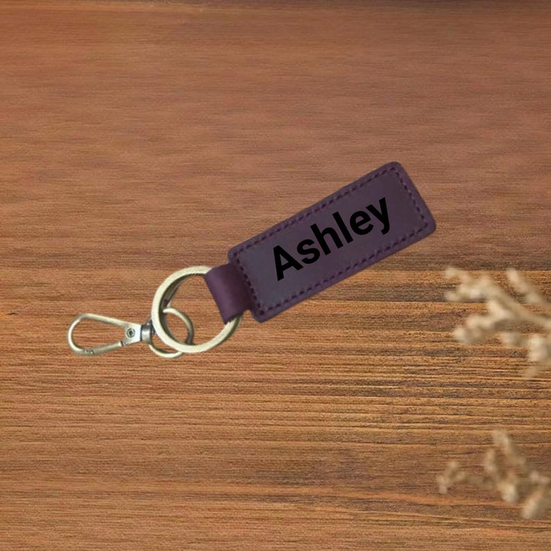 Personalized Leather Keychain, Custom Keychain, Custom Leather Keychain, Anniversary Gift, Engraved Name Keyring Accessory Couple Keychains image 9