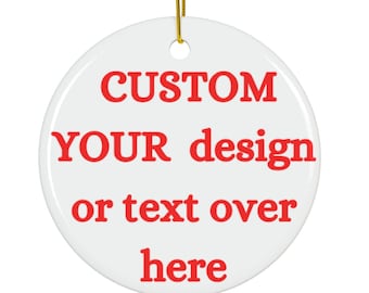 Custom Christmas Ornament 2 Sided Ceramic Christmas Ornament - Photo or text Gift | Christmas Ornament | Ornaments With Gift Box