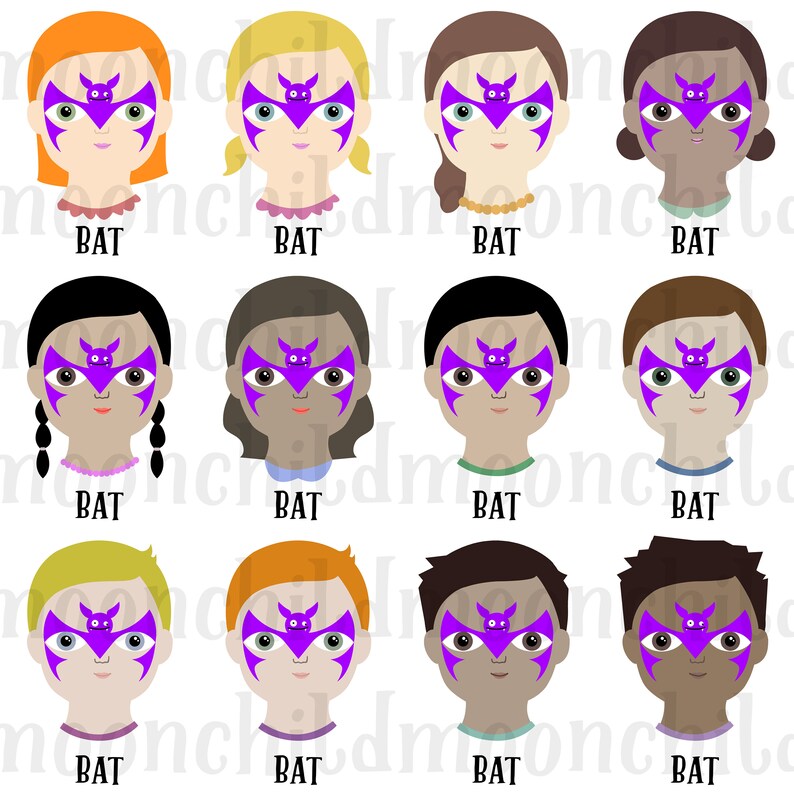 Cute Bat Halloween Face Painting Menu Board Image. Printable PDF Image to Download. Etsy