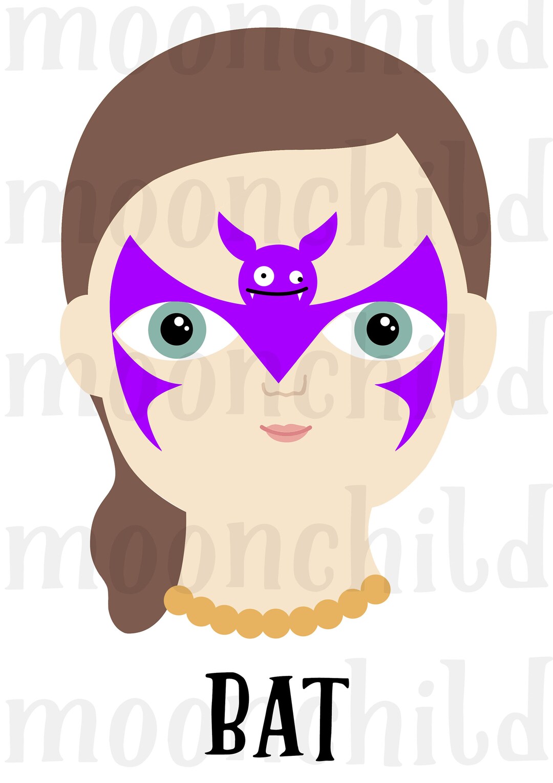 Cute Bat Halloween Face Painting Menu Board Image. Printable PDF Image