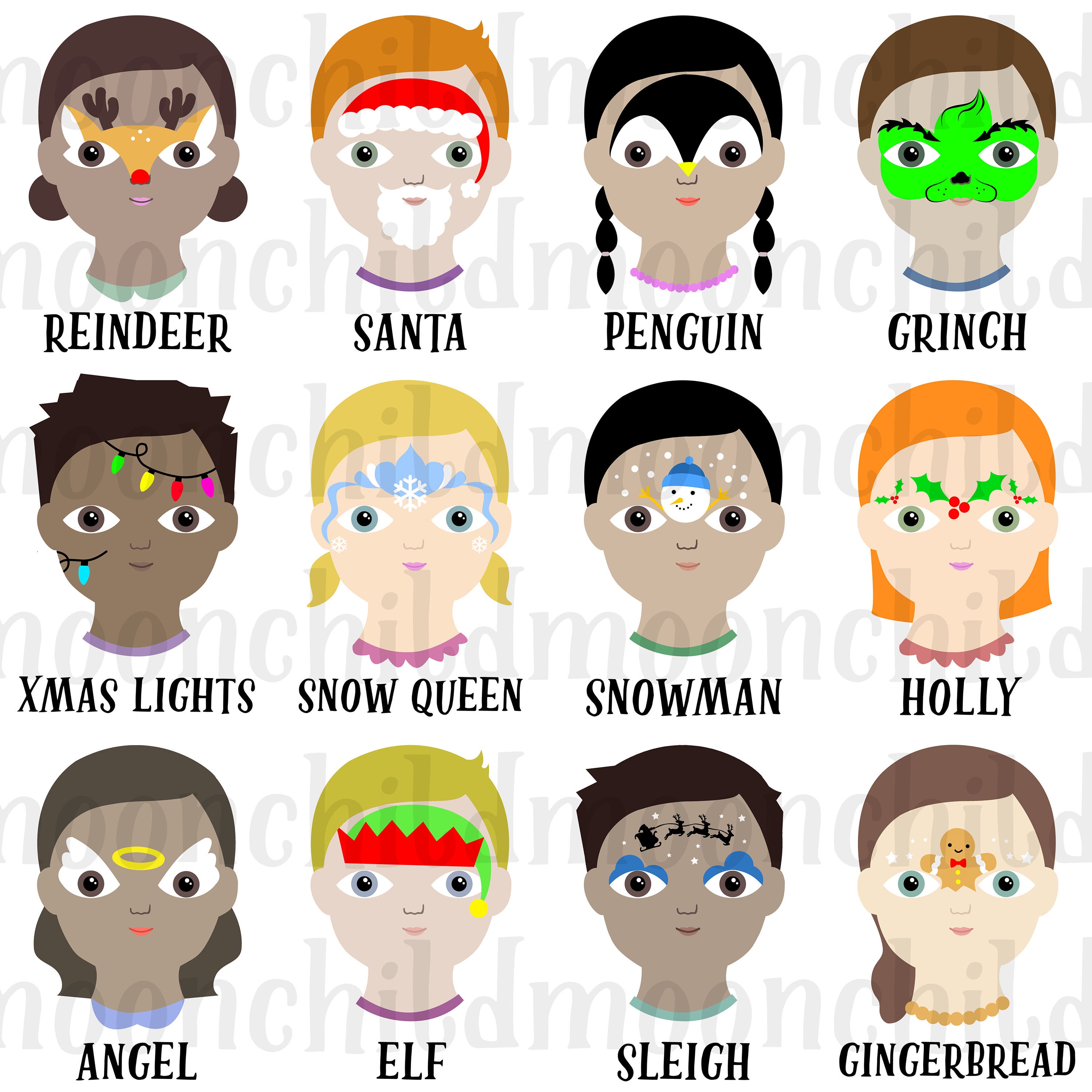 Christmas Face Painting Menu Board Image. Printable PDF Image to ...