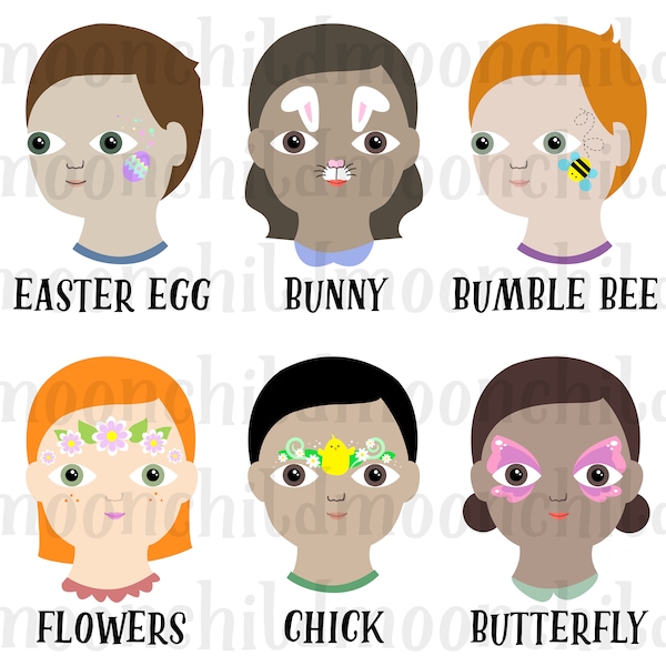 Simple Easter Spring Face Painting Menu Board Image.  Printable PDF image to download.