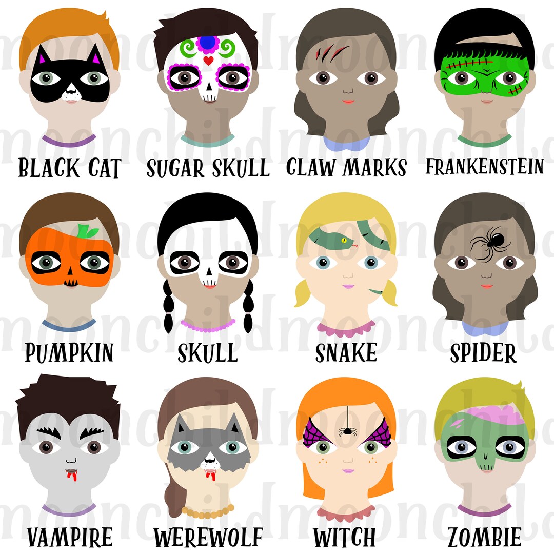 Halloween Face Painting Menu Board Image. Printable PDF Image to ...