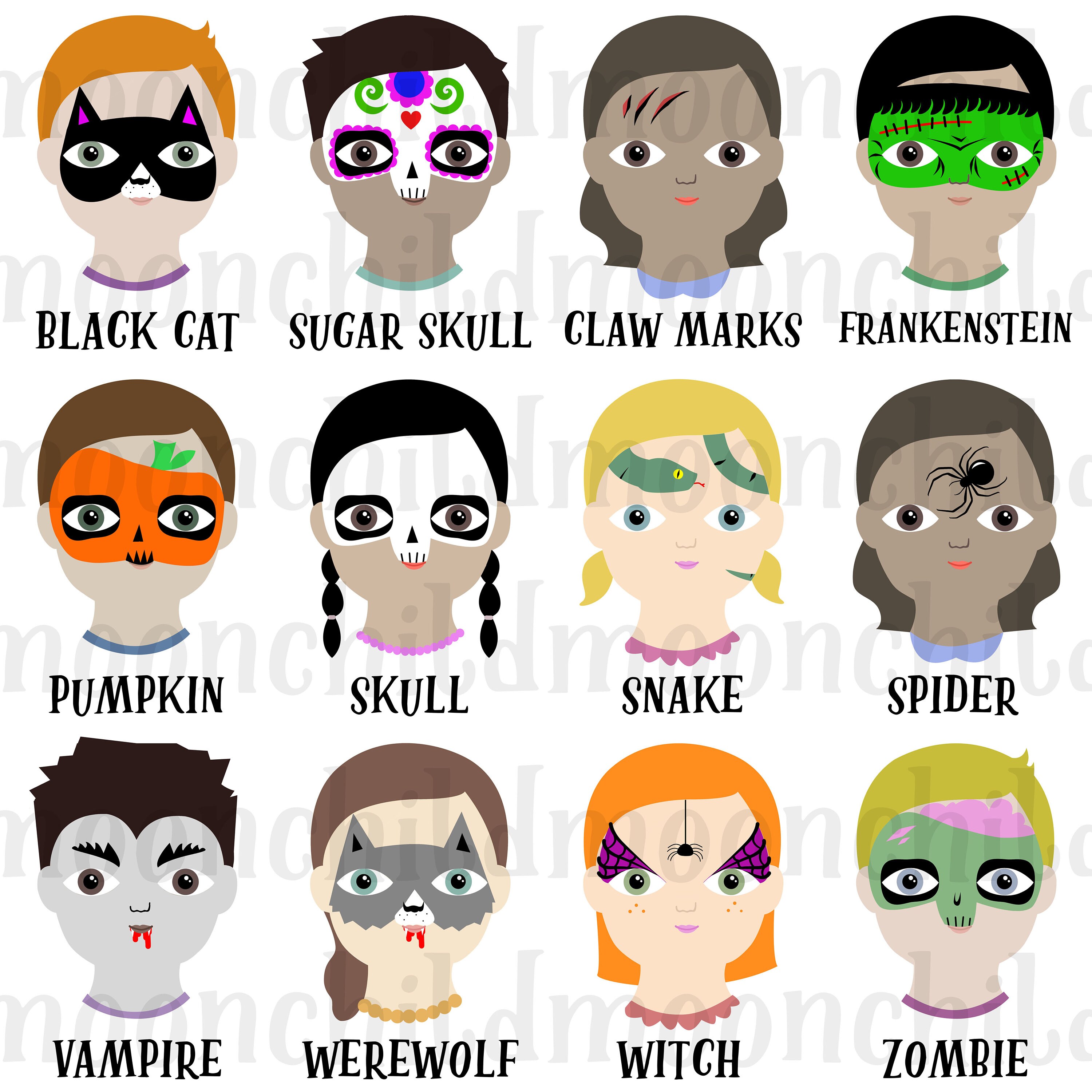 Halloween Face Painting Menu Board Image. Printable PDF Image to ...