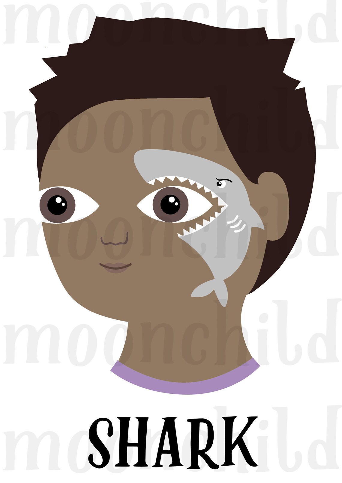 Shark Eye Design Face Painting Menu Board Image. Printable PDF Image to ...