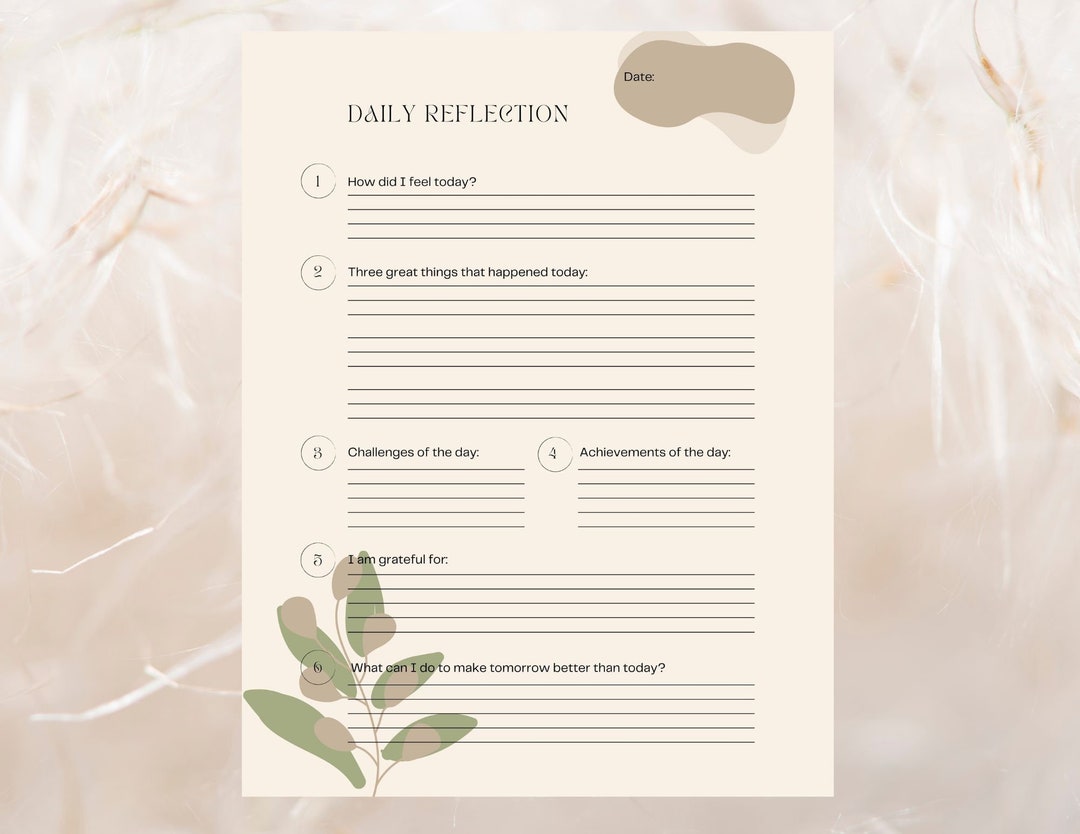 Daily Reflection Printable Etsy Daily Reflection Printable Etsy