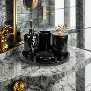 Luxury Naturel Marble Bathroom Set - 5 Pieces -  Fast Shipping, Fast Delivery