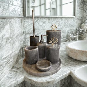 Luxury Naturel Marble Bathroom Set - 7 Pieces -  Fast Shipping, Fast Delivery