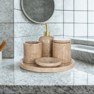 Luxury Naturel Marble Bathroom Set - 5 Pieces -  Fast Shipping, Fast Delivery