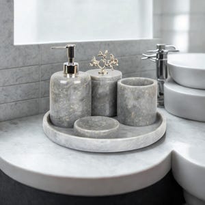 Luxury Naturel Marble Bathroom Set - 5 Pieces -  Fast Shipping, Fast Delivery