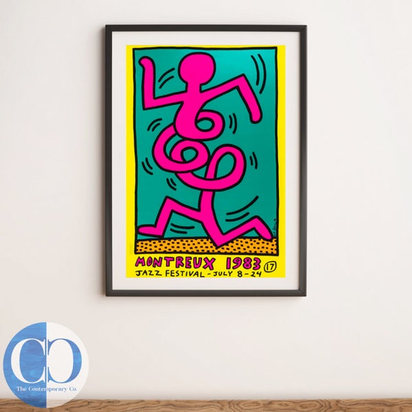 Keith Haring Original Limited Edition 'Montreux Jazz' Festival Screenprint Vintage Poster with the Estate Copyright