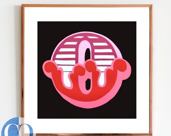 Ben Eine Original Limited Edition 'O' (roze/rood) uit de 'Alphabet'-serie Art Print ondertekend en genummerd 2015