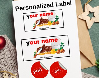 Personalisierte Nutella Glasetikett, druckbare Schokoladenetikett, druckbare Nutella Glasetikett, druckbare anpassbare Schokoladenetikett, Weihnachtsgeschenk