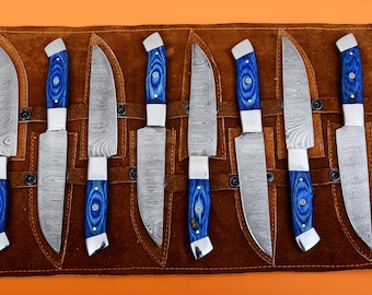 Custom Handmade kitchen knives 8 piece Steak Knives HandForge chef knives BBQ knives, Birthday gift for him ,Anniversary Gift ,NewYear Gifts