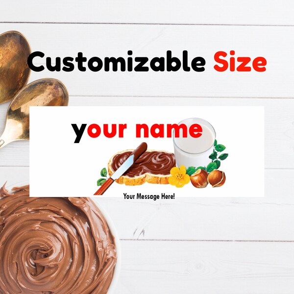 Gepersonaliseerde Nutella Jar Label, afdrukbaar chocoladelabel, afdrukbaar nutella potlabel, afdrukbaar aanpasbaar chocoladelabel, kerstcadeau