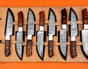 Custom Handmade kitchen knives 8 piece Steak Knives HandForge chef knives BBQ knives, best gift for him ,Anniversary Gift ,NewYear Gifts