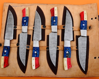 Custom Handmade kitchen knives 6  piece Steak Knives HandForge chef knives BBQ knives, Birthday gift for her Anniversary Gift ,New Year Gift