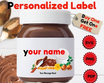 Personalised Nutella Jar Label,printable chocolate label,printable nutella jar label,printable customizable chocolate label,christmas gift