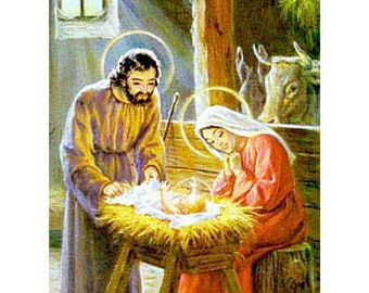 Jesus In The Manger Christmas Nativity Art Photo Print