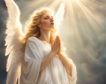 Heavenly Angel Praying Art Photo Print Painting Digital Download