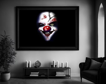 Evil Clown Art Photo Print Halloween Horror Goth Printable Digital Download