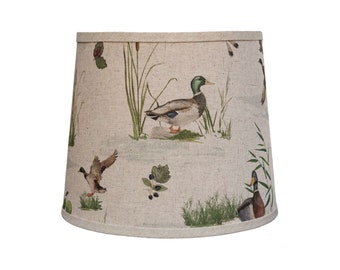 Lamp Shade 16" Drum Ducks in Marsh Grasses | Lamp Shade Cotton Fabric | Drum Lamp Shades | Custom Lamp Shade | Modern Shade in Custom Size