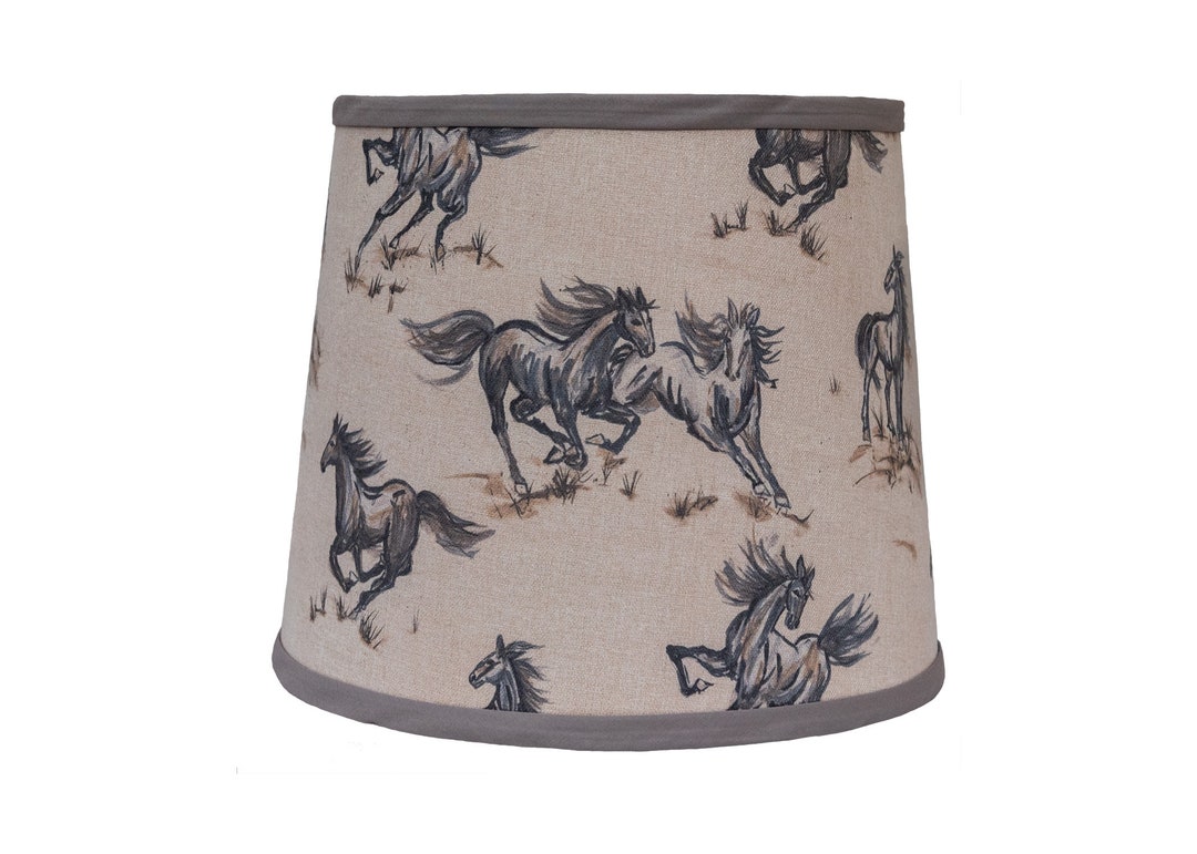 Lamp Shade 12 Drum Running Horses Print Horses Shade Horse Lamp Shade