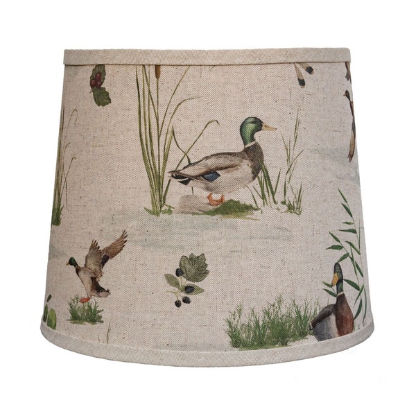 Duck Lamp Shade  12"  inches | Drum Ducks in Marsh Grasses | Beautiful lamp Shade | Height 10 inches. Width. 12 inches. Depth/ Bottom width