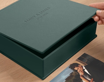 Hochzeits-Erinnerungsbox aus Leder | Personalisierte Erinnerungsbox | Große Geschenkbox für die Braut | Kartenhalter | Handgefertigt in Europa